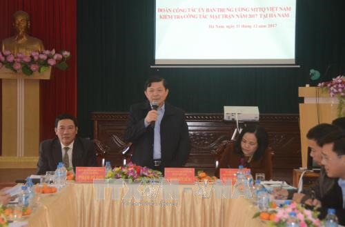 Ủy ban Trung ương MTTQ kiểm tra công tác mặt trận tại Hà Nam ảnh 1